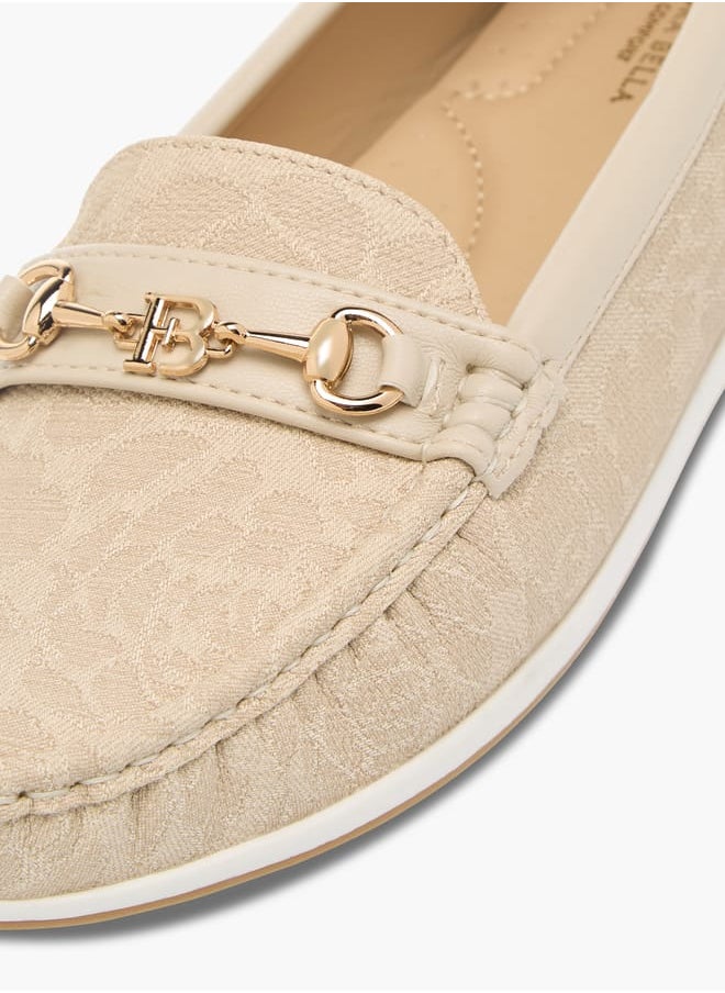 Women Monogram Slip-On Buckle Loafers