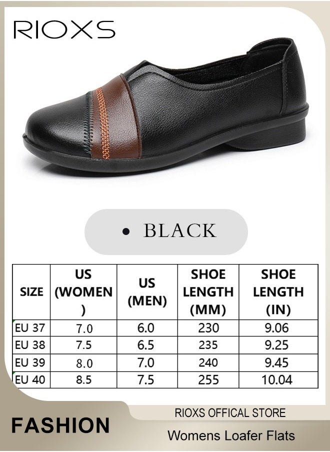 Womens Loafer Flats Shoes Comfortable And Supportive Slip-Ons Uniform Formal Shoes With Low Block Heel For Work Business And Casual