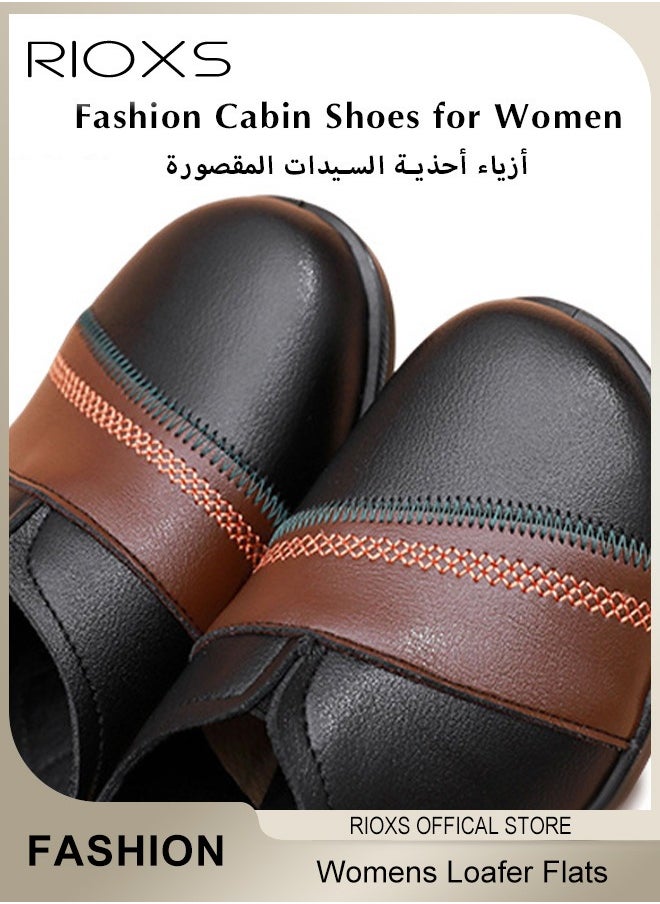 Womens Loafer Flats Shoes Comfortable And Supportive Slip-Ons Uniform Formal Shoes With Low Block Heel For Work Business And Casual