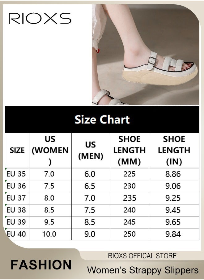 Women's Summer Strappy Slippers Fashion Non-Slip Lightweight Sandals Slip-on Soft Rubber Sole Shoes