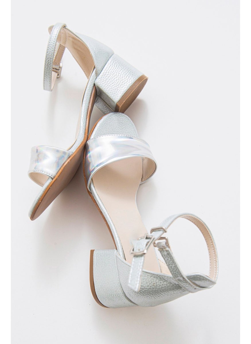 Girls Silver Heeled Evening Shoes