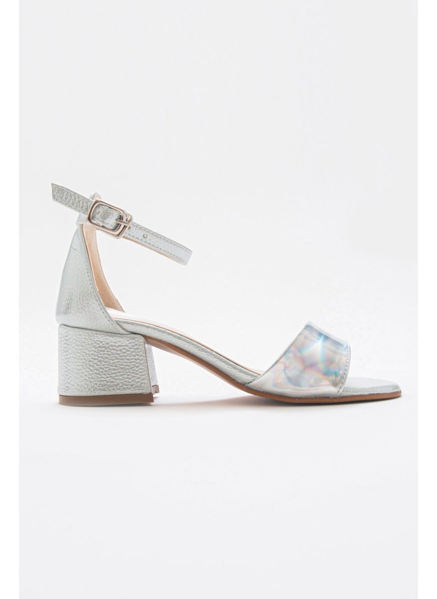 Girls Silver Heeled Evening Shoes