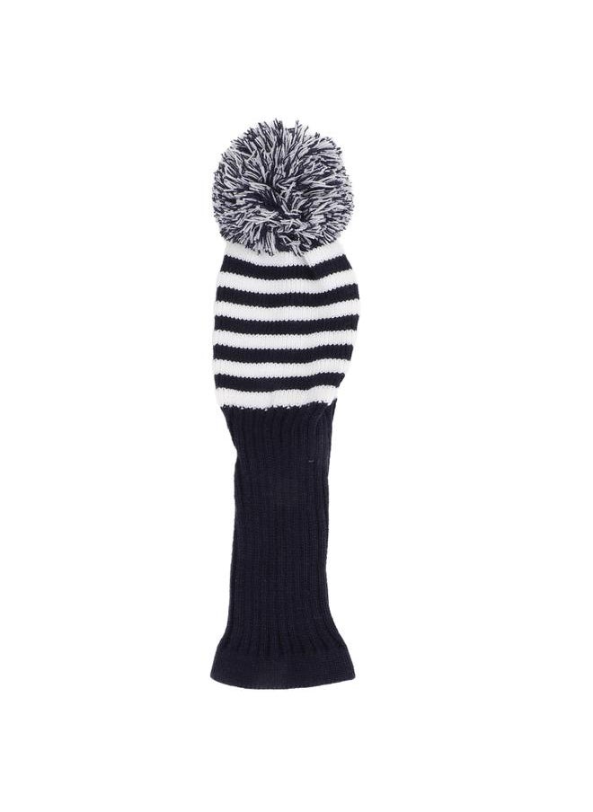 Knit Golf Head Covers Soft Woolen Yarn Knitting Golf Clubs Headcovers Sapphire Blue White Stripe