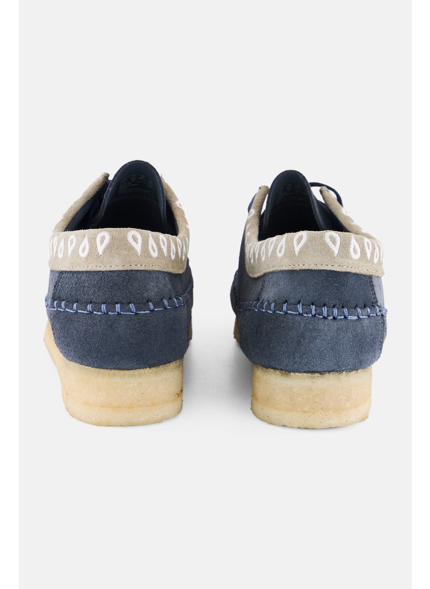 Men Standard Weaver Lace Up Boat Shoes, Light Navy