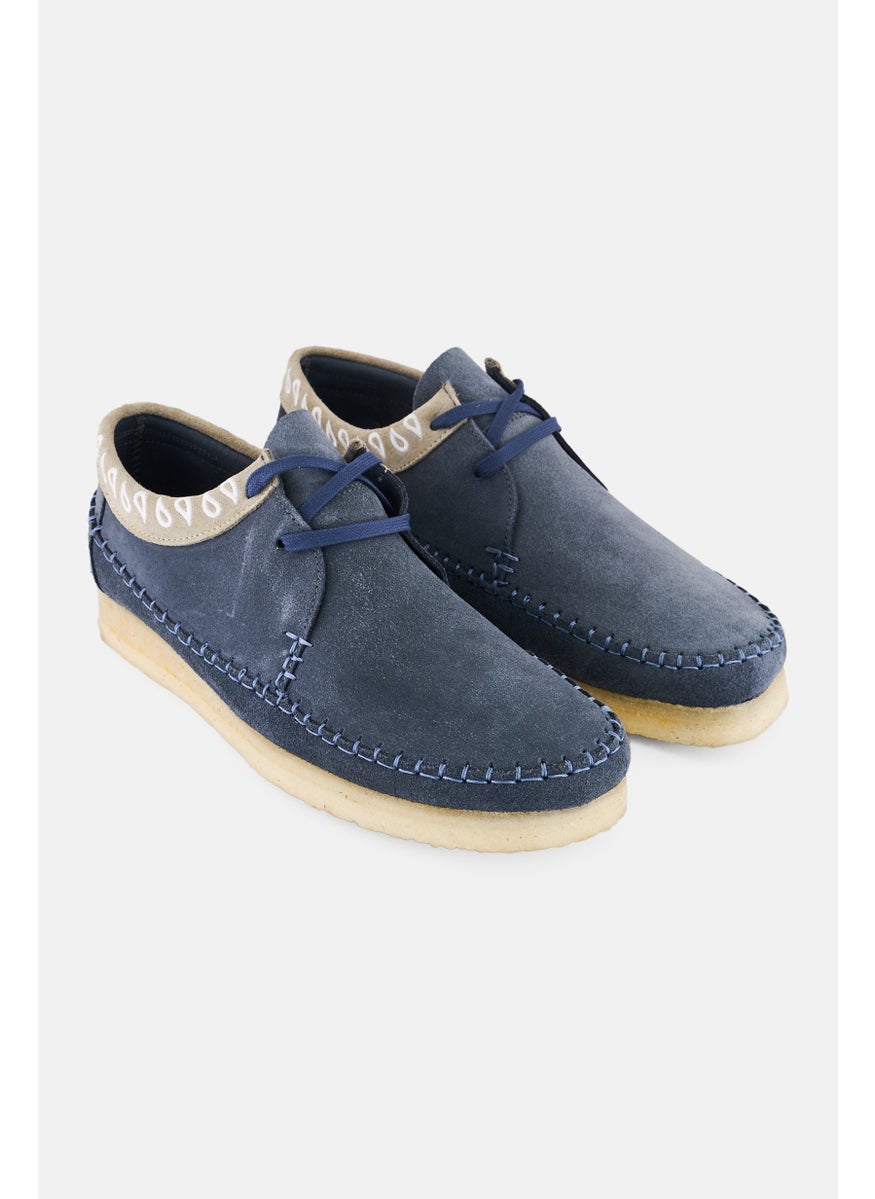 Men Standard Weaver Lace Up Boat Shoes, Light Navy