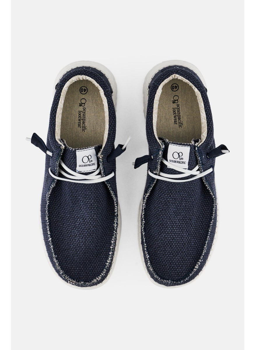 Men Lace Up Casual Shoes, Light Navy