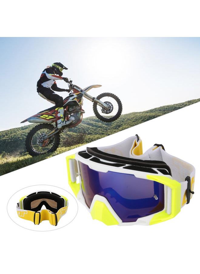 Adjustable Replaceable Eyeglass Motorbike Windshield Goggles Outdoor Sports Tool(White Yellow)