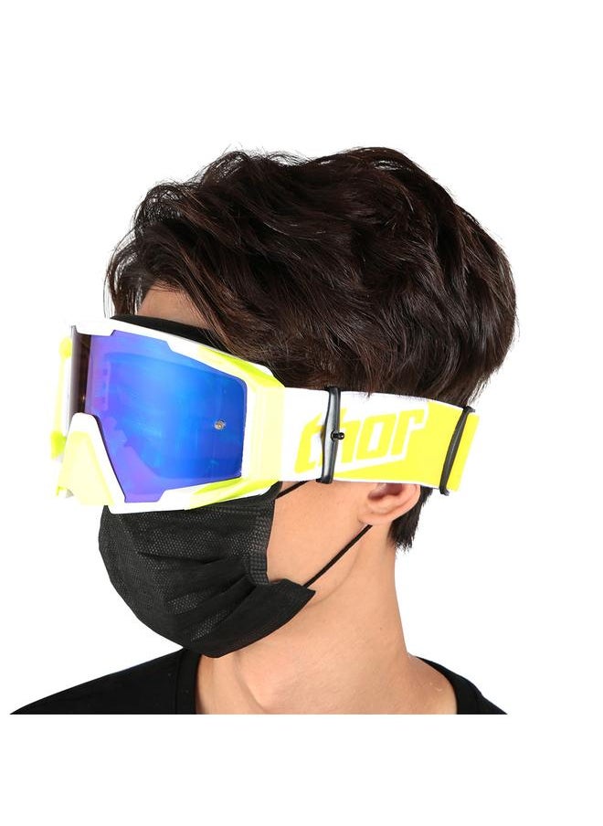 Adjustable Replaceable Eyeglass Motorbike Windshield Goggles Outdoor Sports Tool(White Yellow)