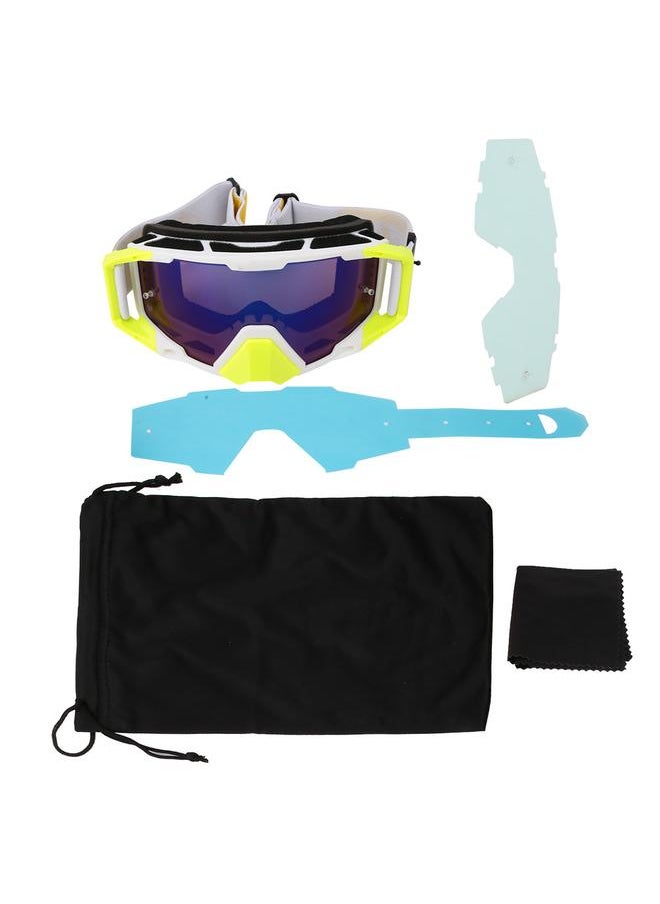 Adjustable Replaceable Eyeglass Motorbike Windshield Goggles Outdoor Sports Tool(White Yellow)