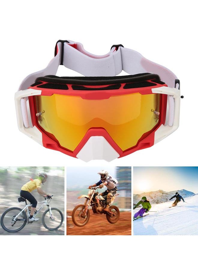 Adjustable Replaceable Eyeglass Goggles Protective Glasses Outdoor Sports Tool(Red White)
