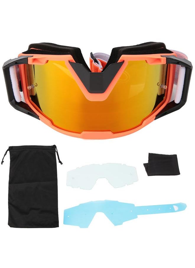 Adjustable Replaceable Eyeglass Goggles Protective Glasses Outdoor Sports Tool(Orange Black)
