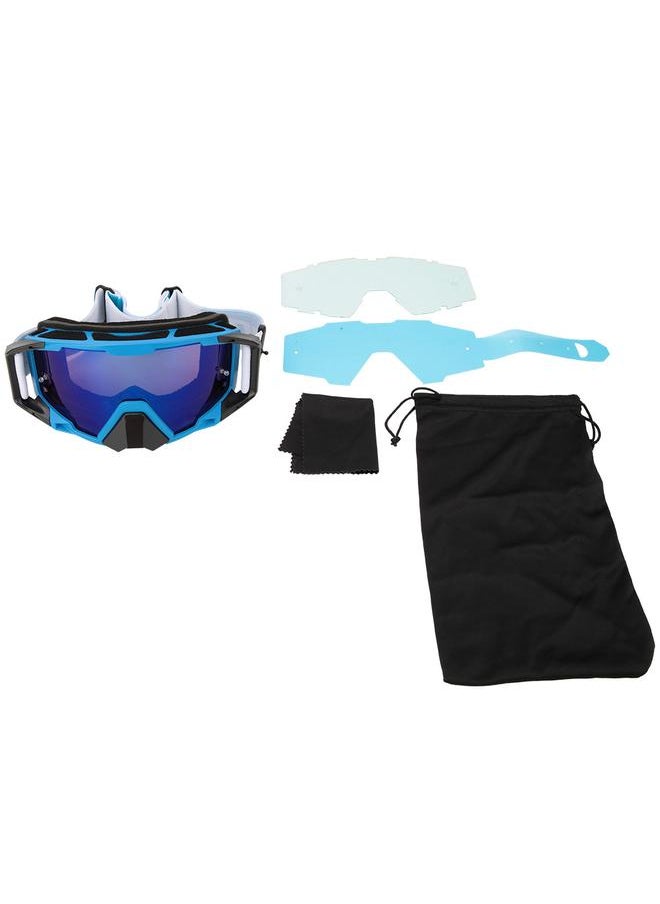 Sports Motorcycle Riding Protective Goggles Windshield Anti Fog Eye Glasses (blue&black)
