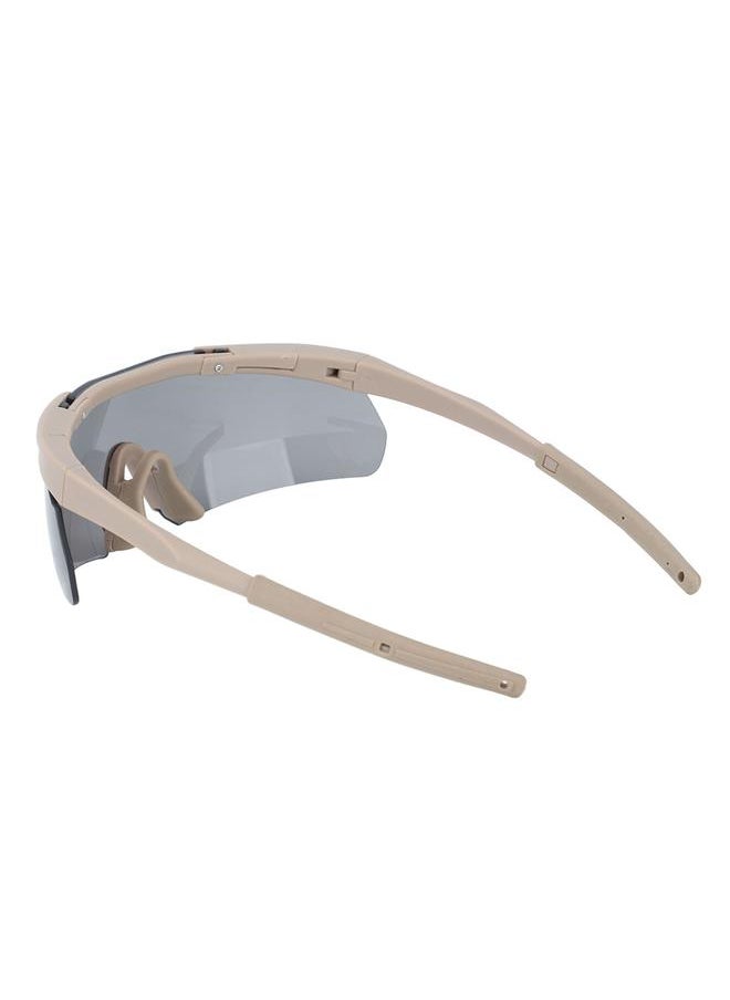 Outdoor Unisex Windproof Glasses Interchangable Lenses Sports Goggles Equipment with Hard Shell Carrying Case Khaki
