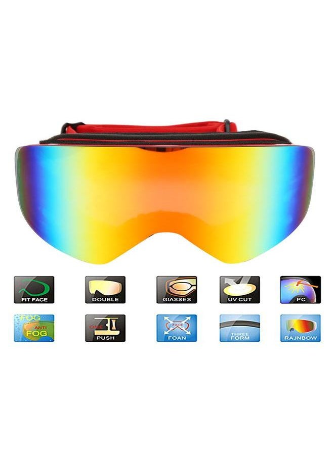 Unisex Adult Outdoor Double Lens Magnitic Large View Ski Cyling Goggles Mask GlassesRed