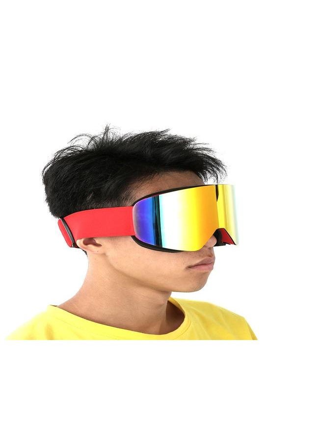 Unisex Adult Outdoor Double Lens Magnitic Large View Ski Cyling Goggles Mask GlassesRed