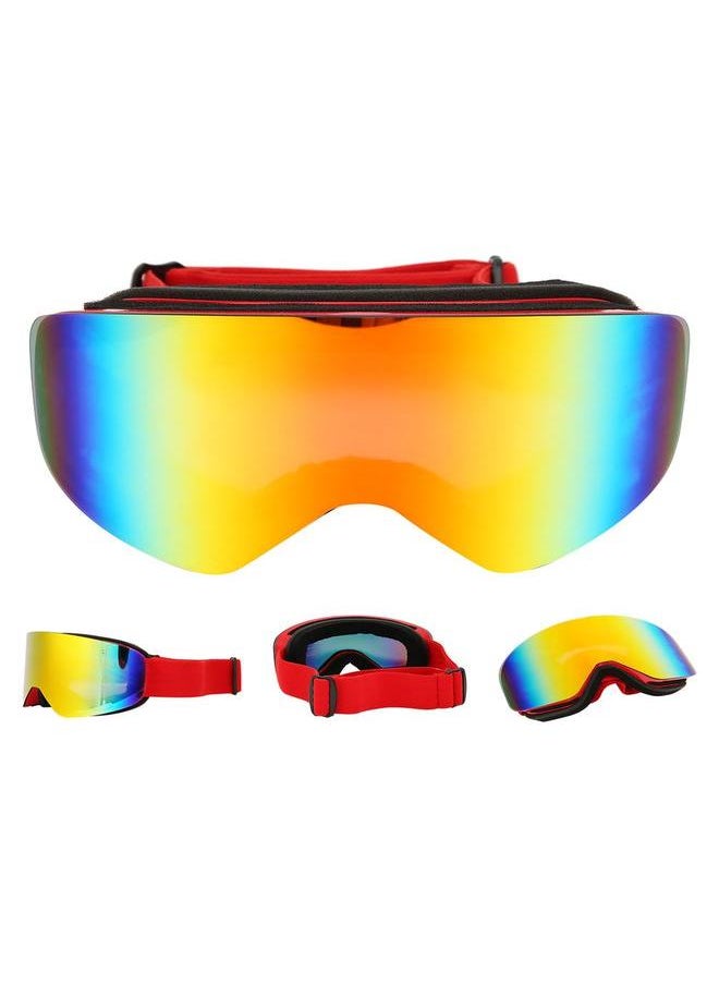 Unisex Adult Outdoor Double Lens Magnitic Large View Ski Cyling Goggles Mask GlassesRed