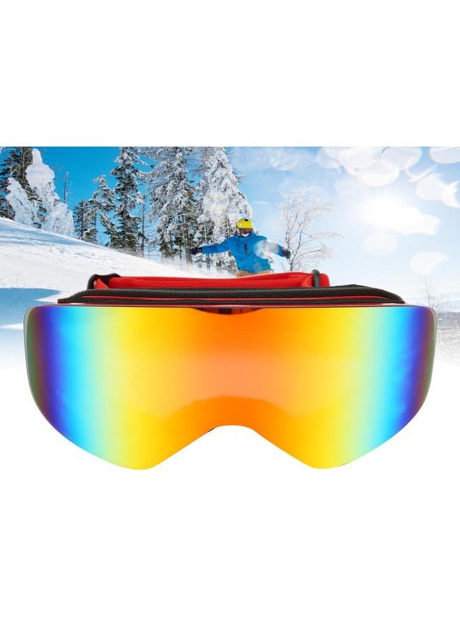 Unisex Adult Outdoor Double Lens Magnitic Large View Ski Cyling Goggles Mask GlassesRed