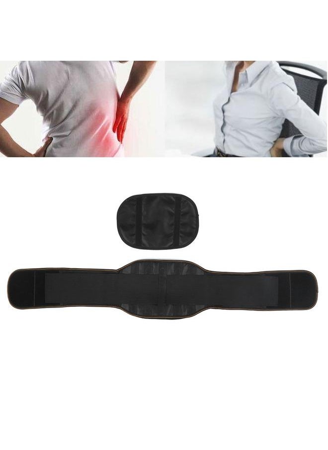 Self Heating Waist Brace Protector Magnet Therapy Warm Keeping Fixation Waistband Support (Black+Yellow Edge)Black(Yellow Edge) M