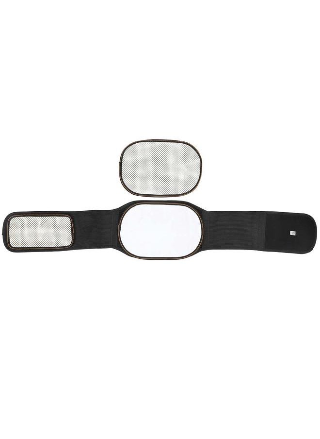 Self Heating Waist Brace Protector Magnet Therapy Warm Keeping Fixation Waistband Support (Black+Yellow Edge)Black(Yellow Edge) M