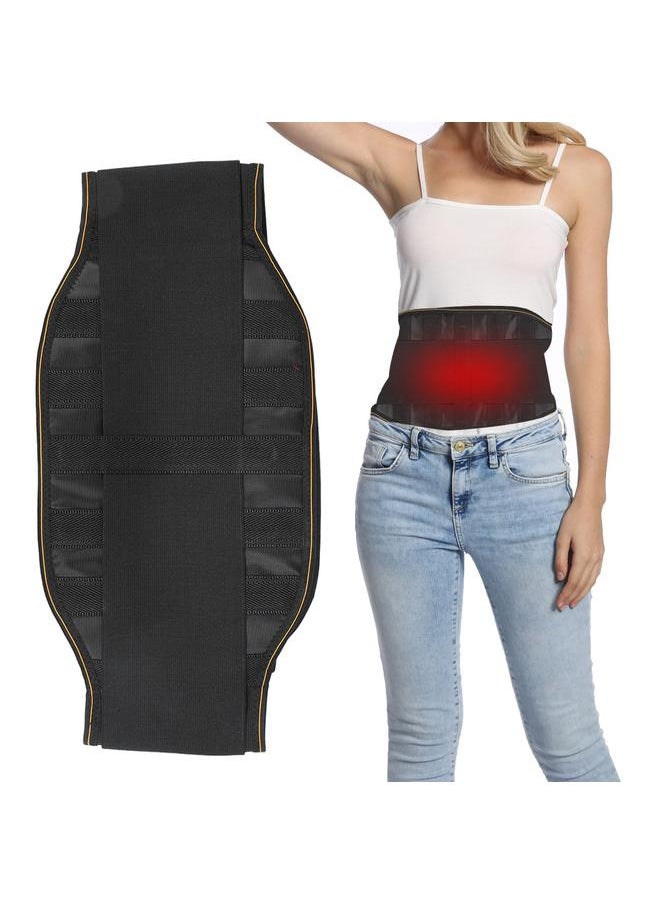 Self Heating Waist Brace Protector Magnet Therapy Warm Keeping Fixation Waistband Support (Black+Yellow Edge)Black(Yellow Edge) M