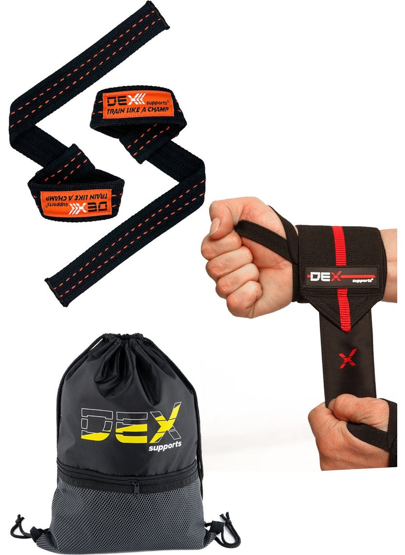 Wrist Wraps Sports Wristband + Weightlifting Strap Strap + Sackpack Set of 3