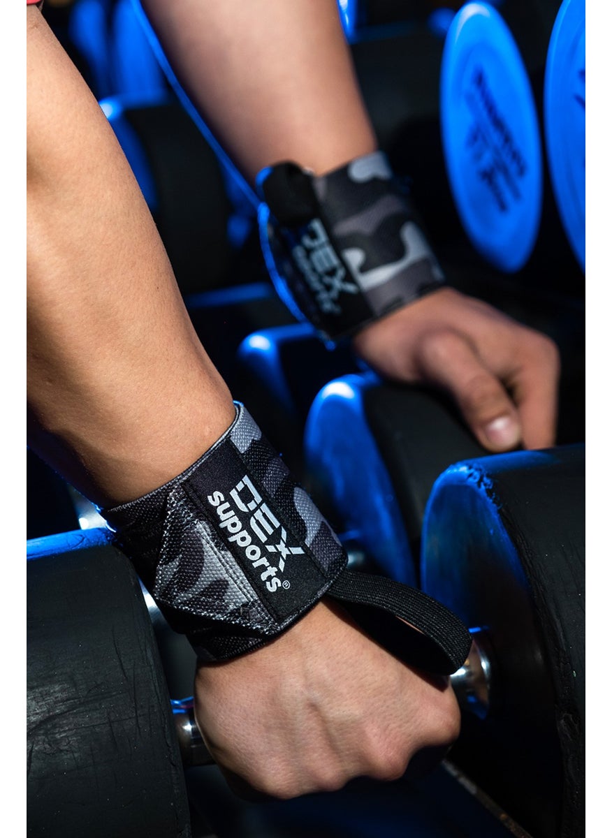 Wrist Wraps Camouflage Fitness Wrist Bandage, Strap, Weightlifting Strap 8 Loop Set of 2
