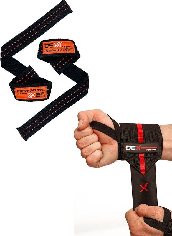 Pro Lifting Straps + Elite Wrist Wraps Set of 2