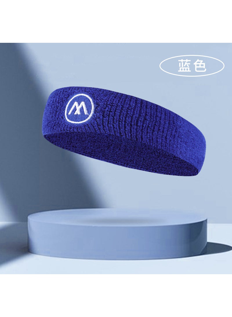 Sports Wristband Towel Headband Set Headband dark blue-1 pack