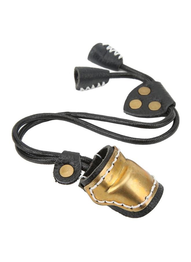 Archery Fingers Guard Protector Brass and Leather Archery Thumb Ring for Traditional Archery Equipment Outdoor Black