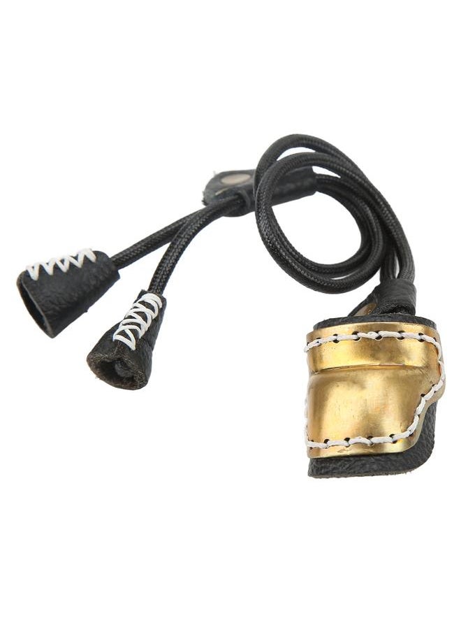 Archery Fingers Guard Protector Brass and Leather Archery Thumb Ring for Traditional Archery Equipment Outdoor Black