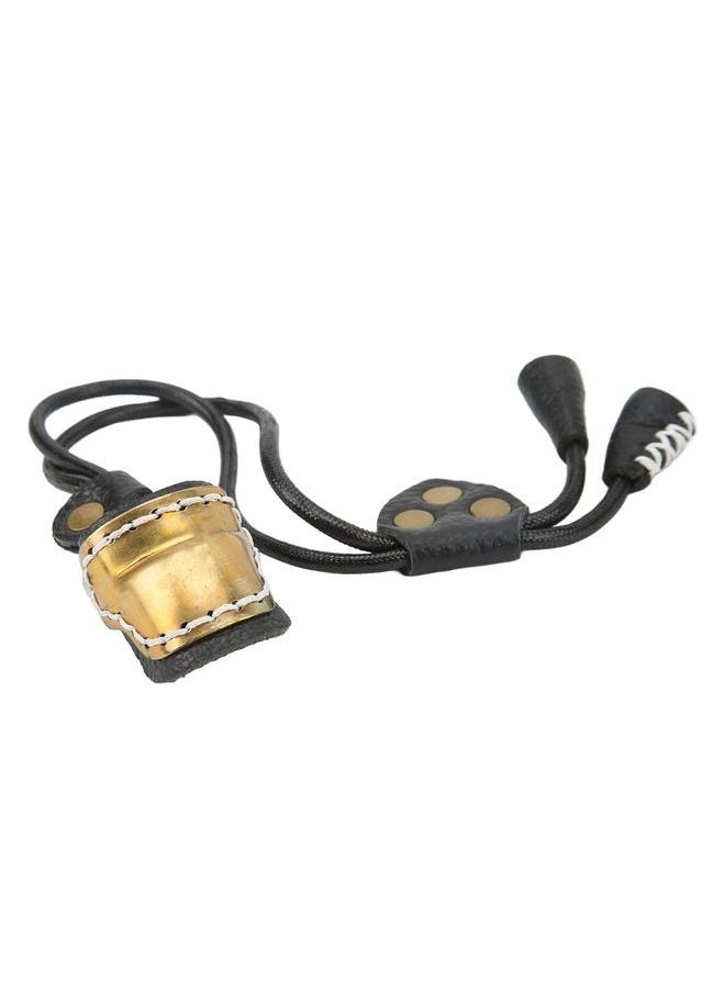 Archery Fingers Guard Protector Brass and Leather Archery Thumb Ring for Traditional Archery Equipment Outdoor Black