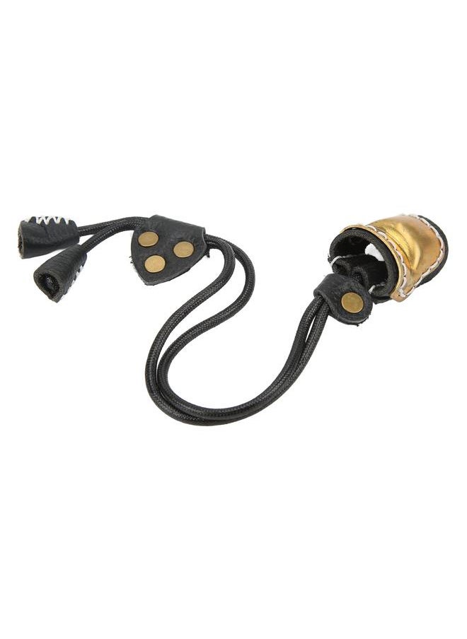 Archery Fingers Guard Protector Brass and Leather Archery Thumb Ring for Traditional Archery Equipment Outdoor Black