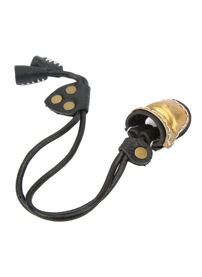 Archery Fingers Guard Protector Brass and Leather Archery Thumb Ring for Traditional Archery Equipment Outdoor Black