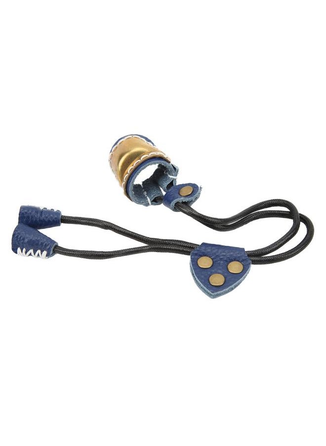 Archery Fingers Guard Protector Brass and Leather Archery Thumb Ring for Traditional Archery Equipment Outdoor Blue
