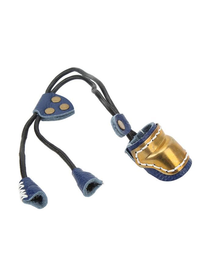 Archery Fingers Guard Protector Brass and Leather Archery Thumb Ring for Traditional Archery Equipment Outdoor Blue