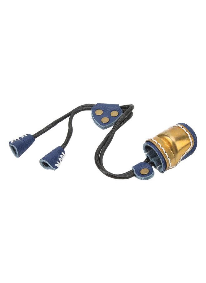 Archery Fingers Guard Protector Brass and Leather Archery Thumb Ring for Traditional Archery Equipment Outdoor Blue