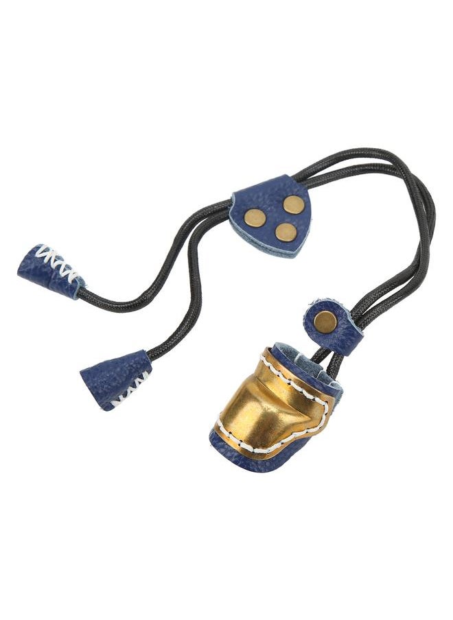 Archery Fingers Guard Protector Brass and Leather Archery Thumb Ring for Traditional Archery Equipment Outdoor Blue