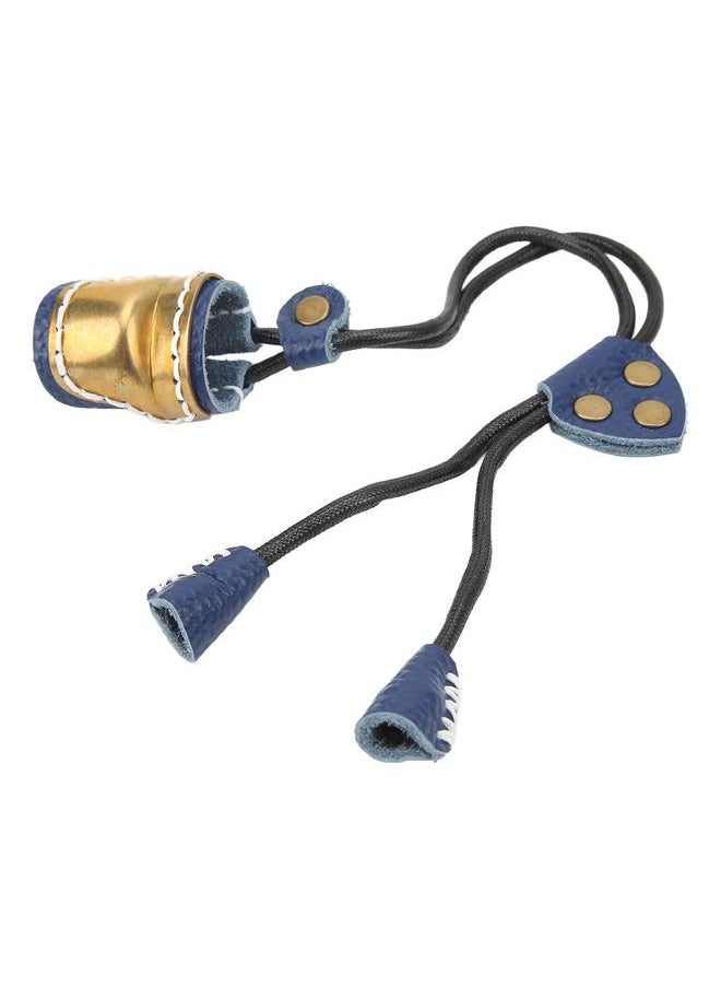 Archery Fingers Guard Protector Brass and Leather Archery Thumb Ring for Traditional Archery Equipment Outdoor Blue