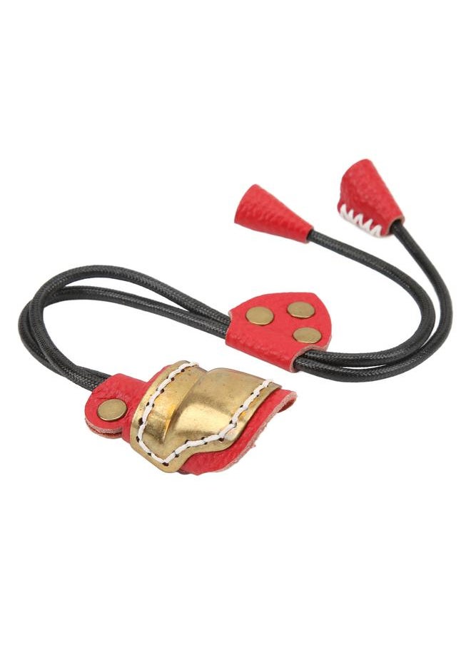 Archery Fingers Guard Protector Brass and Leather Archery Thumb Ring for Traditional Archery Equipment Outdoor Red