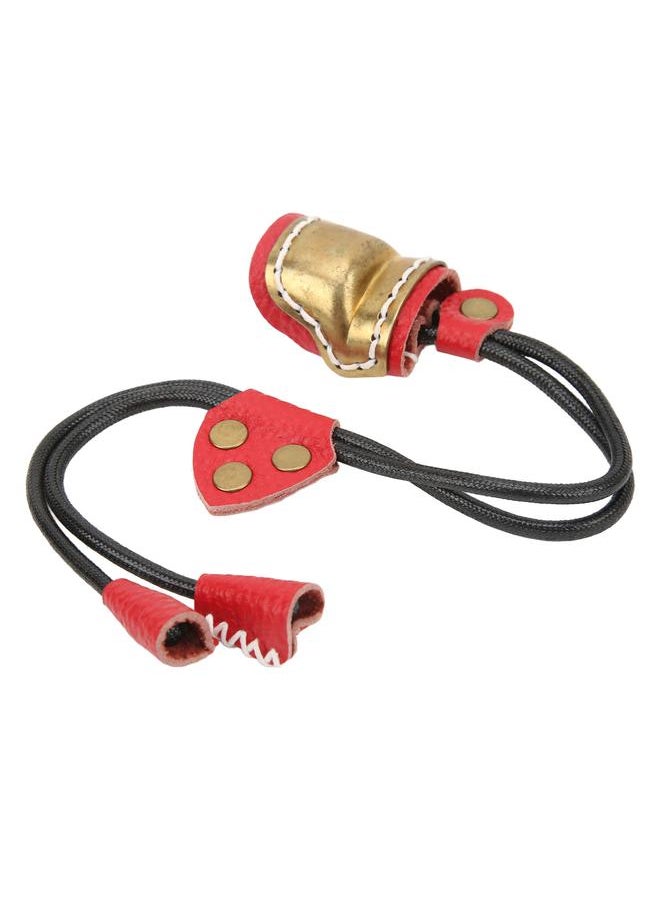 Archery Fingers Guard Protector Brass and Leather Archery Thumb Ring for Traditional Archery Equipment Outdoor Red