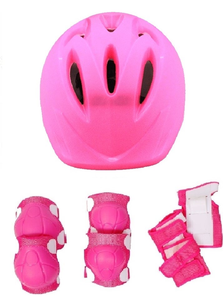 Toy Strong Plastic High Density Styrofoam Children Scooter Bike Skateboard Skate Helmet And 6 Piece Knee Pads Elbow Pads Protection Set Helmet Set Pink