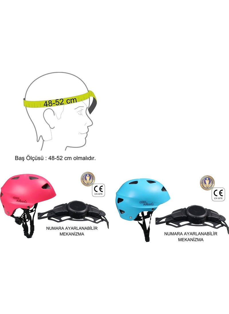 Sportage Pink Blue 2 Pcs Kids Helmet and Knee Pads Elbow Pad Set Sports Protective Gear Set for Skateboarding Bicycle Scooter Skating
