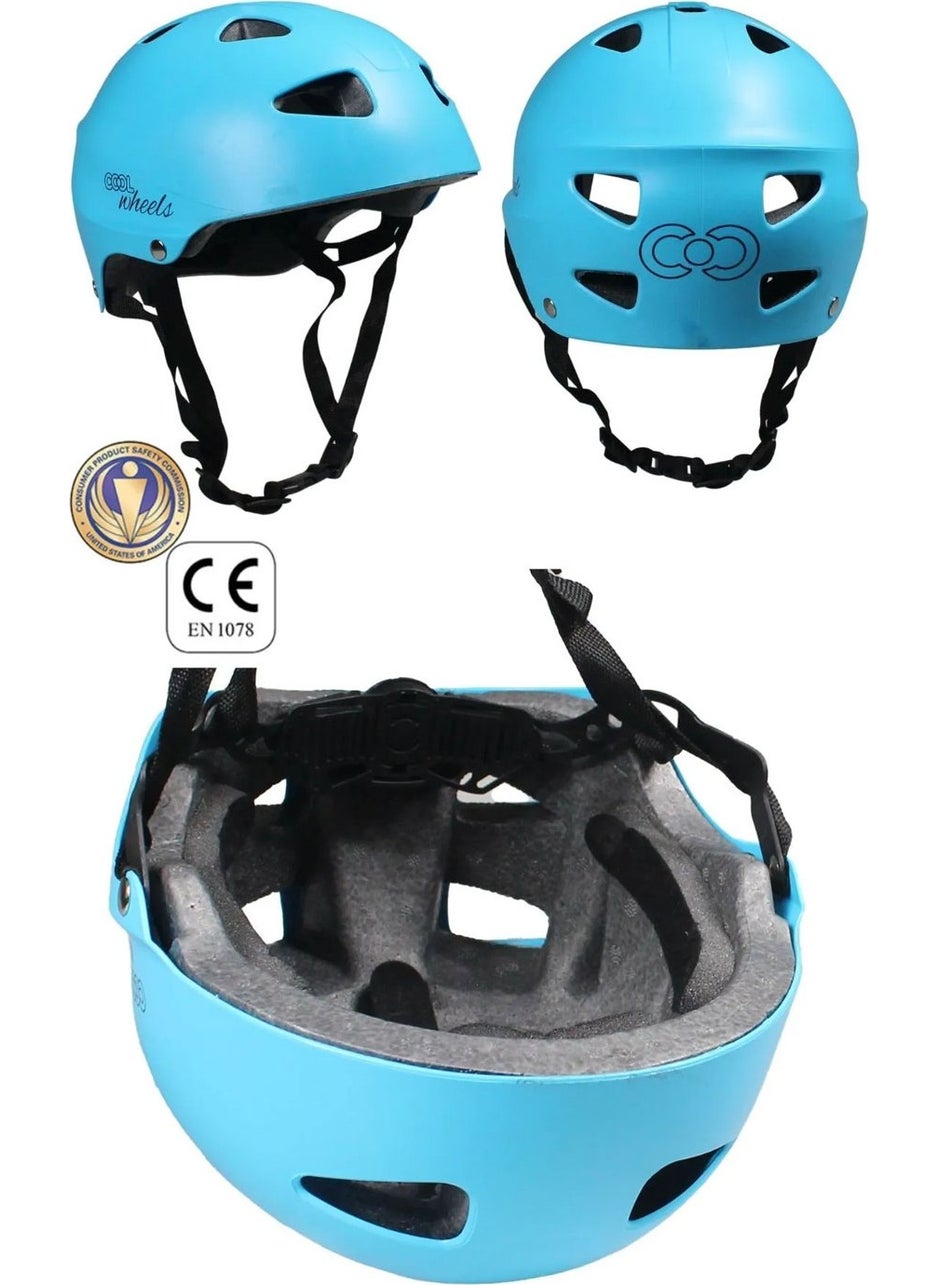 Sportage Pink Blue 2 Pcs Kids Helmet and Knee Pads Elbow Pad Set Sports Protective Gear Set for Skateboarding Bicycle Scooter Skating