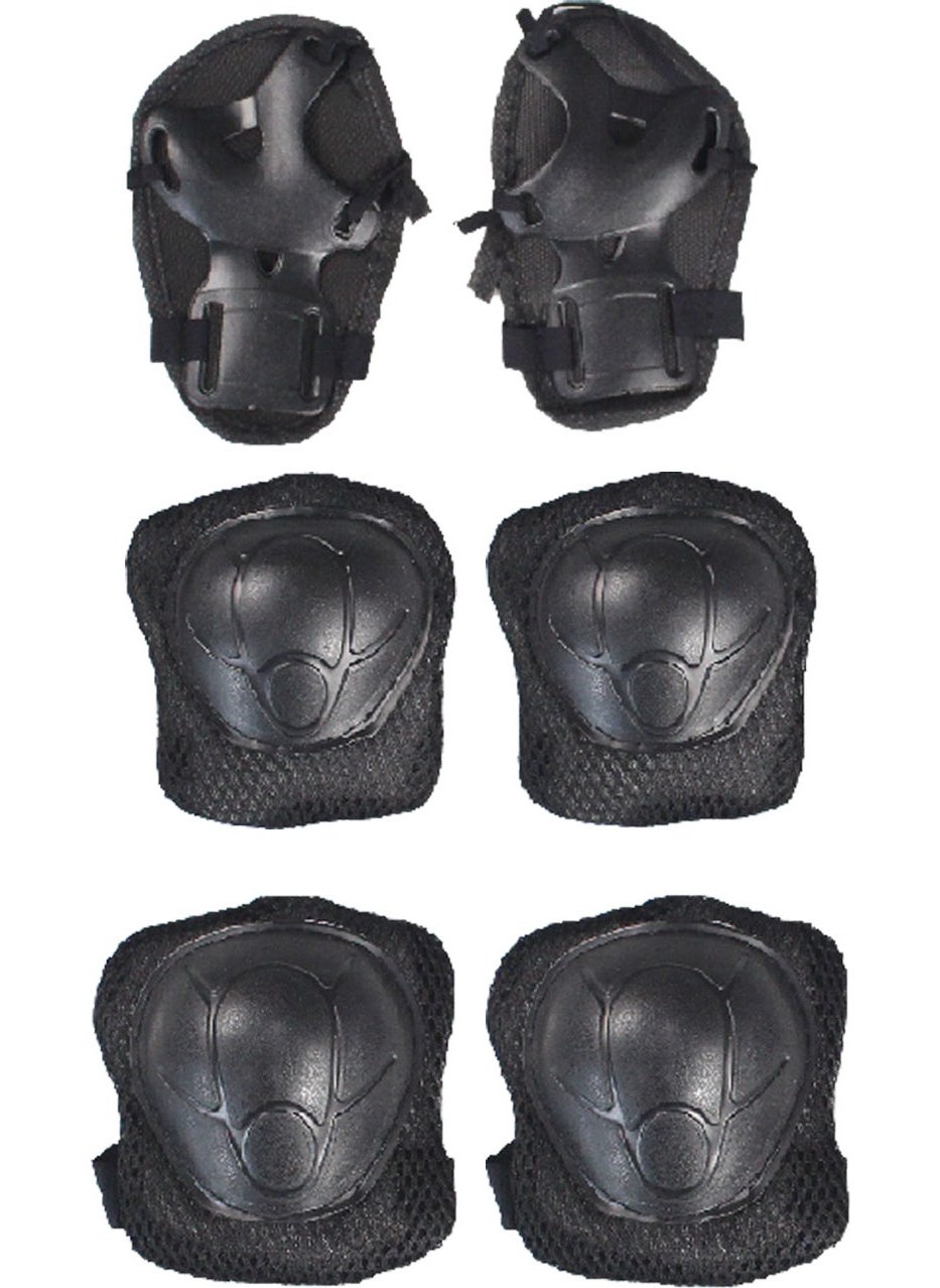 Sportage Black Protective Gear Set Knee Pads Elbow Pads Hand Guard Protection Set for Skateboarding Bicycle Scooter Skating