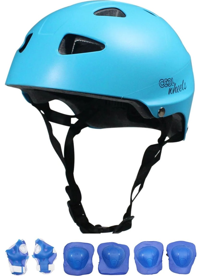 Sportage Blue Boy Child Helmet Sports Protective Helmet Knee Pad Elbow Pads Equipment Set Skateboard Bicycle Scooter Skating