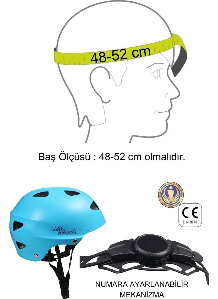 Sportage Blue Boy Child Helmet Sports Protective Helmet Knee Pad Elbow Pads Equipment Set Skateboard Bicycle Scooter Skating