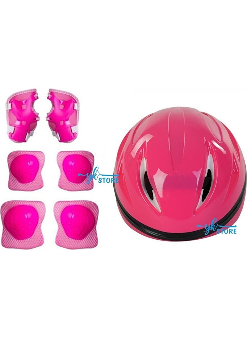 Yk Store High Density Child Scooter Bicycle Skateboard Skate Helmet Pink and 6 Piece Knee Pad Elbow Set