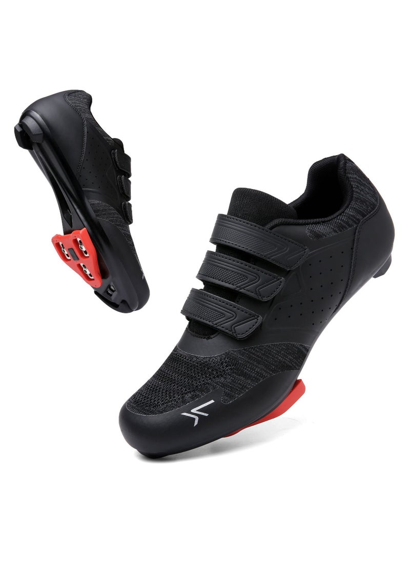 New Mens and Womens Cycling Shoes Road and Mountain Bike Hard Sole Low Top Lock Shoes Outdoor Sports Shoes for Bicycle Riding Black Road Mountain dual-use