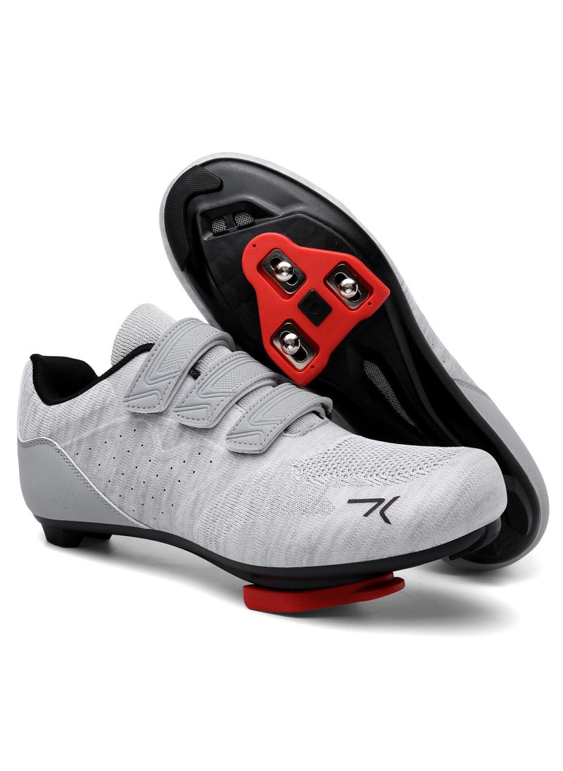 New Mens and Womens Cycling Shoes Road and Mountain Bike Hard Sole Low Top Lock Shoes Outdoor Sports Shoes for Bicycle Riding Silver Road Mountain dual-use