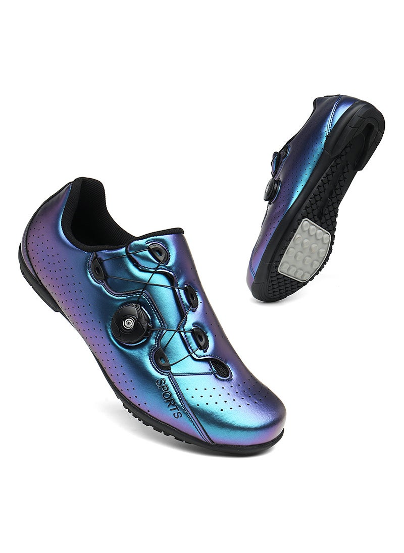 Outdoor Sports Cycling Shoes Lock Road Bike Mountain Bike Riding Shoes Bicycle Magic blue rubber bottom without lock